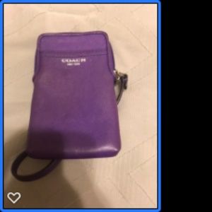 Coach purple phone & card holder